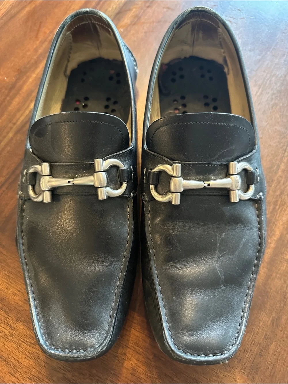 Salvatore Ferragamo Black Leather slip on Loafers